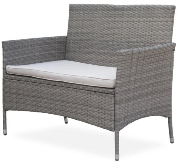 Bali Premium Zahradní lavice 116 cm, umělý ratan, šedohnědá NOELA 34570631