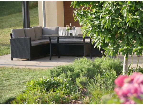 Relax Family Sestava zahradního nábytku, umělý ratan, černá/ šedá NOELA 34570779