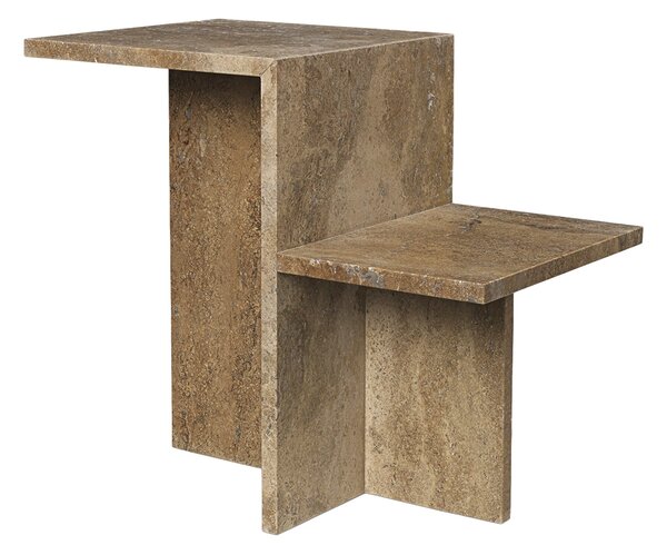FERM LIVING Odkládací stolek Distinct, Dark Brown Travertine