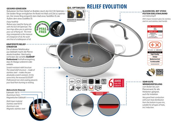 Relief Evolution Servírovací pánev s poklicí Ø 28 cm ELO PREMIUM 35428