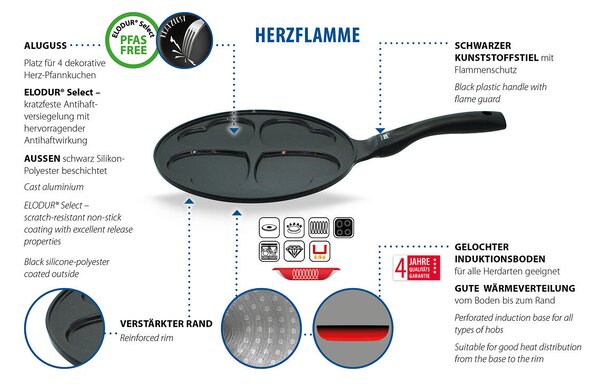 Pánev na lívance ve tvaru srdce Ø 26 cm ELO 91626