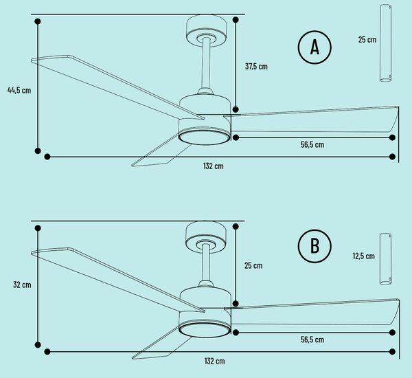 Noaton 13132BBD Lepus, černá a tmavě hnědá, stropní ventilátor se světlem