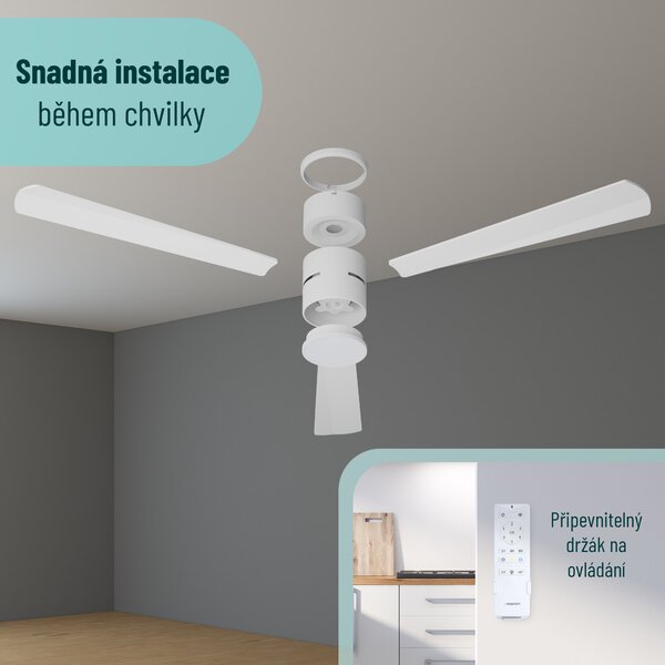Noaton 15132WW Zoya, bílá, stropní ventilátor se světlem