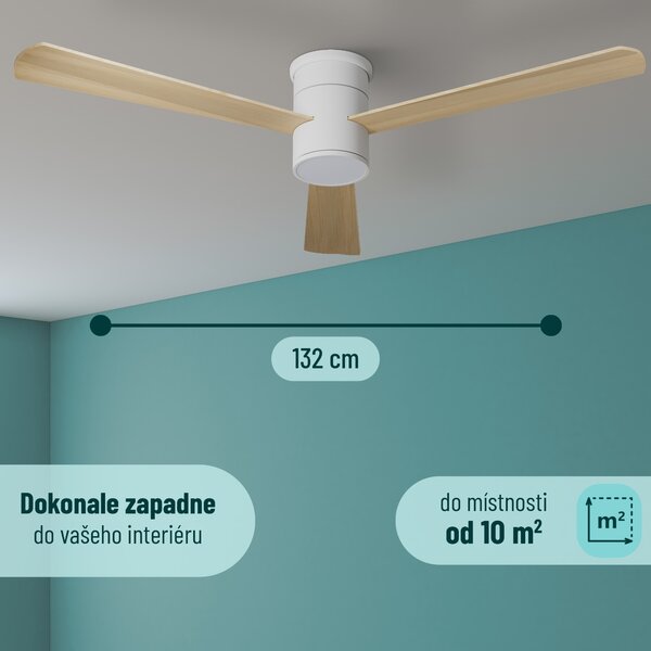 Noaton 15132WL Zoya, světle hnědá, stropní ventilátor se světlem