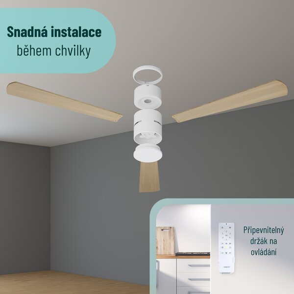 Noaton 15132WL Zoya, světle hnědá, stropní ventilátor se světlem