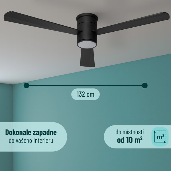 Noaton 15132BBL Zoya, černá, stropní svítidlo s vestavěným ventilátorem