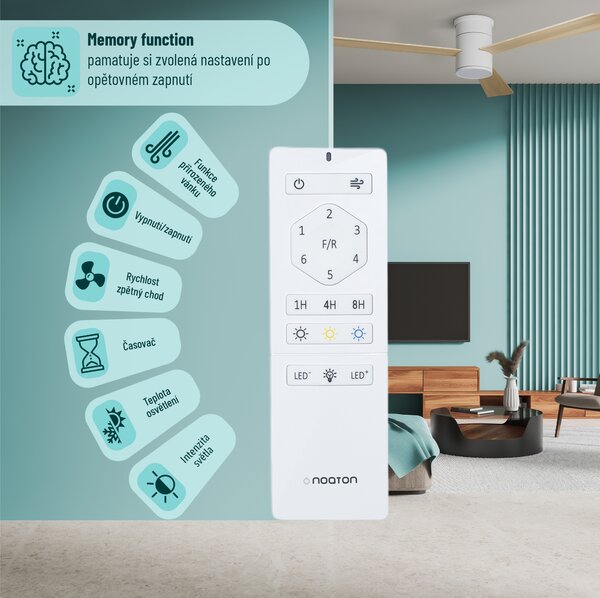 Noaton 15132WL Zoya, světle hnědá, stropní ventilátor se světlem