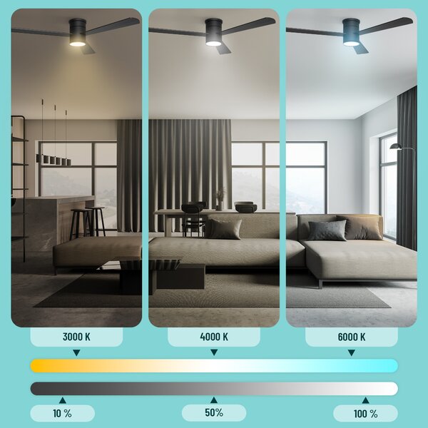 Noaton 15132BBL Zoya, černá, stropní svítidlo s vestavěným ventilátorem