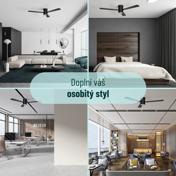Noaton 15132BBL Zoya, černá, stropní svítidlo s vestavěným ventilátorem