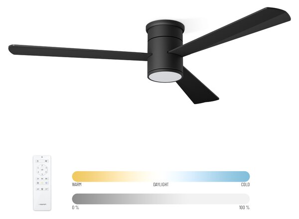 Noaton 15132BBL Zoya, černá, stropní svítidlo s vestavěným ventilátorem