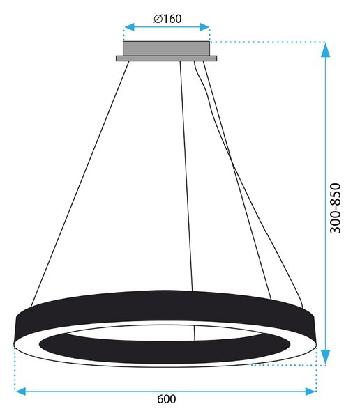 Toolight Toolight, LED stropní svítidlo 60cm, 27W, APP1282-1CP, černá, OSW-00940