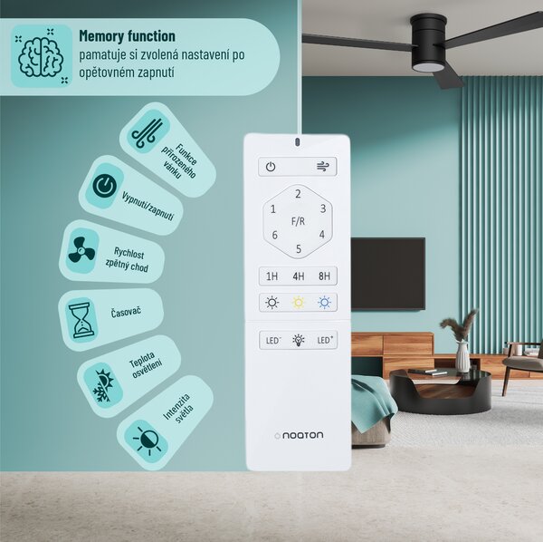 Noaton 15132BBL Zoya, černá, stropní svítidlo s vestavěným ventilátorem