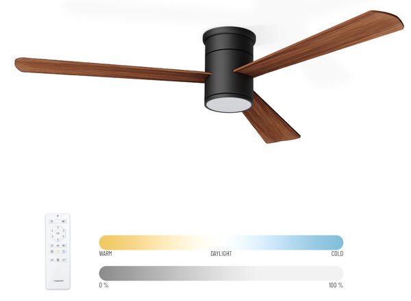 Noaton 15132BDL Zoya, tmavě hnědá, stropní svítidlo s vestavěným ventilátorem
