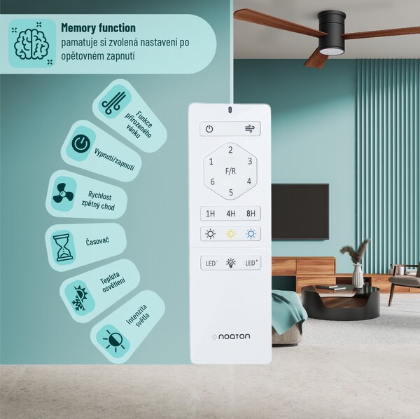 Noaton 15132BDL Zoya, tmavě hnědá, stropní svítidlo s vestavěným ventilátorem