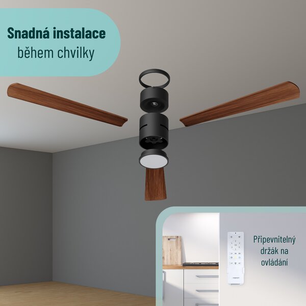 Noaton 15132BDL Zoya, tmavě hnědá, stropní svítidlo s vestavěným ventilátorem