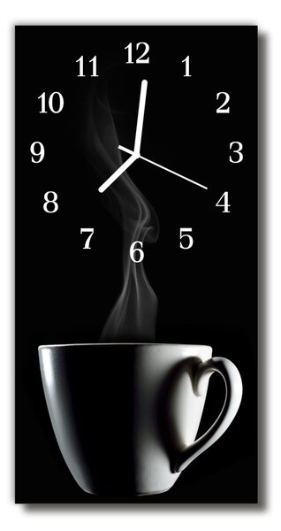 Nástěnné hodiny vertikální Kuchyně. Šálek černé kávy 30x60 cm