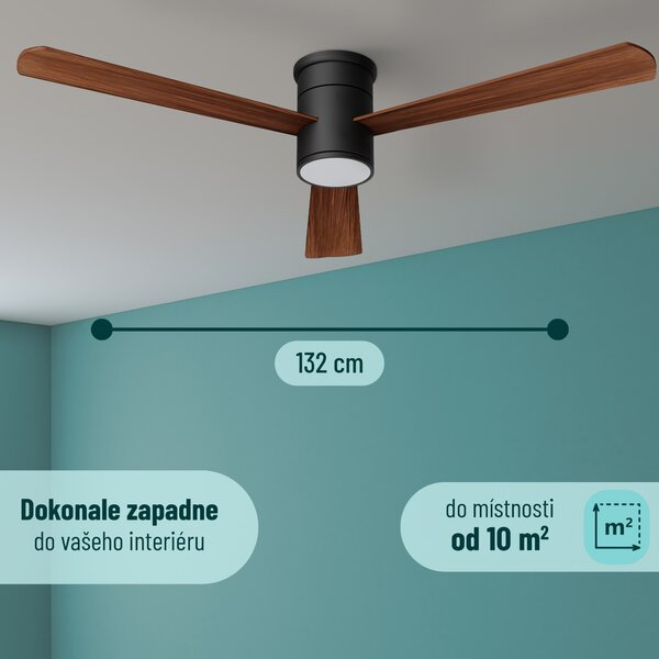 Noaton 15132BDL Zoya, tmavě hnědá, stropní svítidlo s vestavěným ventilátorem