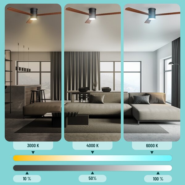 Noaton 15132BDL Zoya, tmavě hnědá, stropní svítidlo s vestavěným ventilátorem