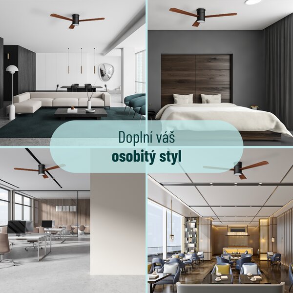 Noaton 15132BDL Zoya, tmavě hnědá, stropní svítidlo s vestavěným ventilátorem