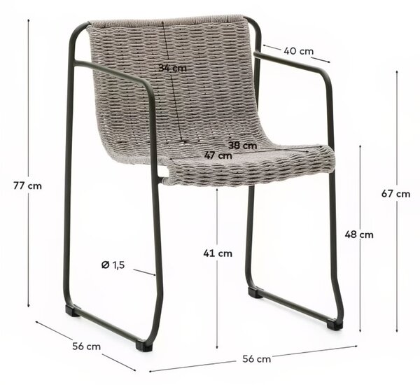 Světle šedá zahradní jídelní židle Kave Home Maurina