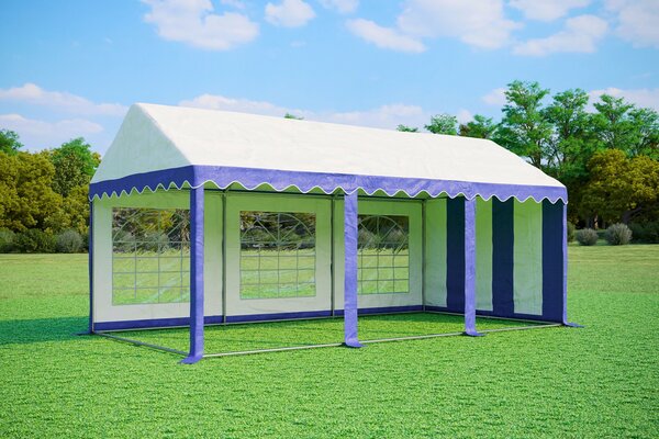 Párty stan 3x6 m PREMIUM - ohnivzdorný barva Modro-bílá