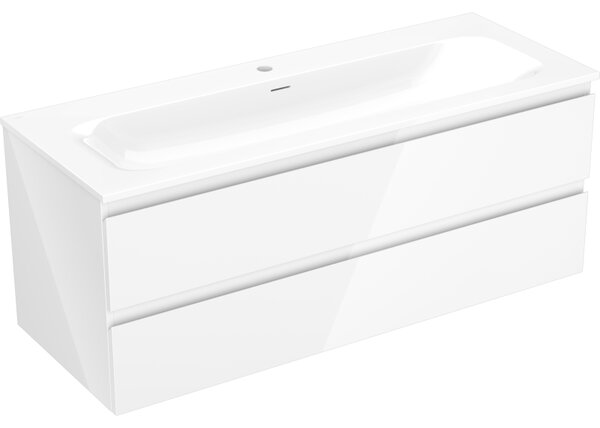 Mexen Orio, koupelnová skříňka 120 cm s umyvadlem Vela, 2 zásuvky, bílá lesklá, 91A10-12047-2-BFF00-W23M00