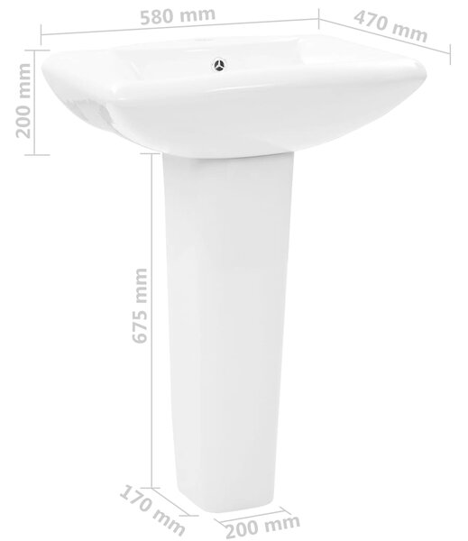 Volně stojící umyvadlo podstavec keramické bílé 580x470x200 mm 143003