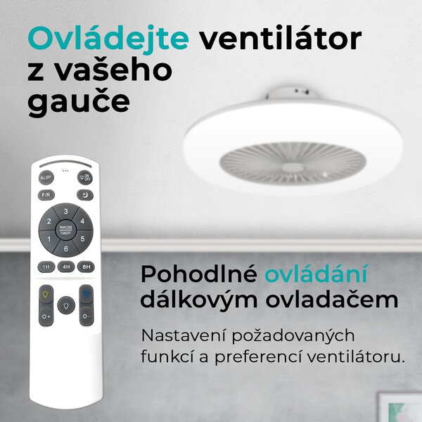 Noaton 11055W Callisto, bílá, stropní ventilátor se světlem