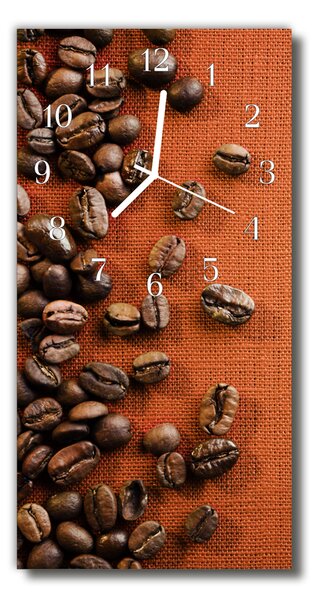 Nástěnné hodiny vertikální Kuchyňská zrna hnědé kávy 30x60 cm