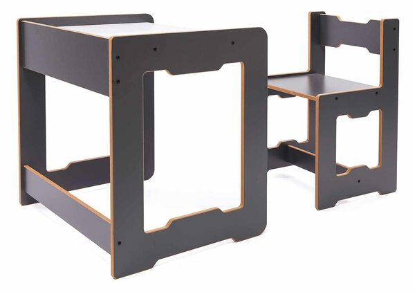 Set dětský stolek a židle Sease 2 (antracit + bílá)