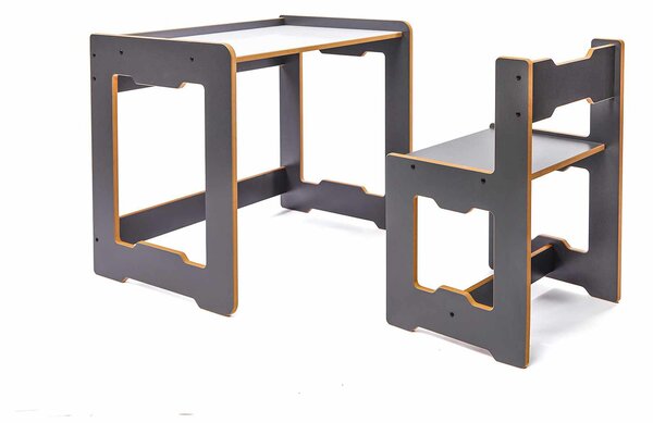 Set dětský stolek a židle Sease 2 (antracit + bílá)