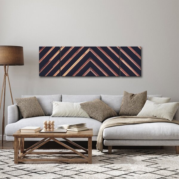 Obraz dřevěného motivu na černém pozadí (170x50 cm)