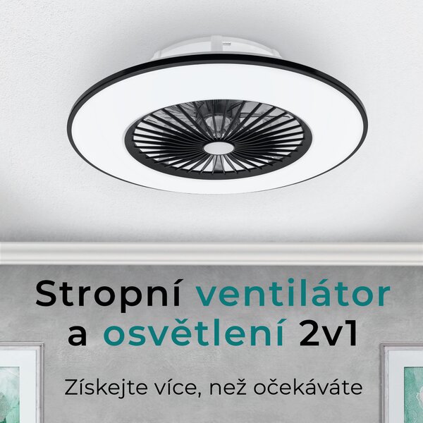 Noaton 11056BR Vega, černá, stropní ventilátor se světlem