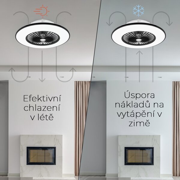 Noaton 11056BR Vega, černá, stropní ventilátor se světlem