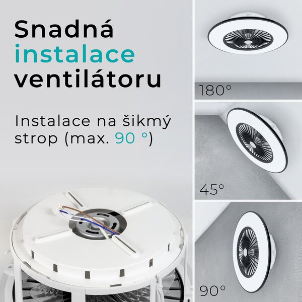 Noaton 11056BR Vega, černá, stropní ventilátor se světlem