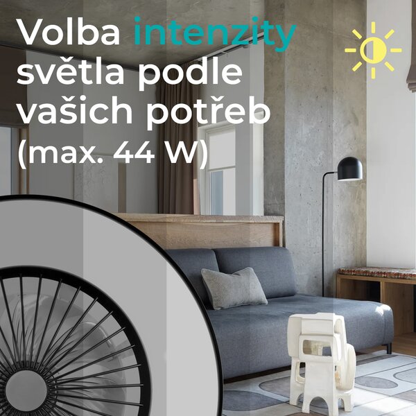 Noaton 11056BR Vega, černá, stropní ventilátor se světlem