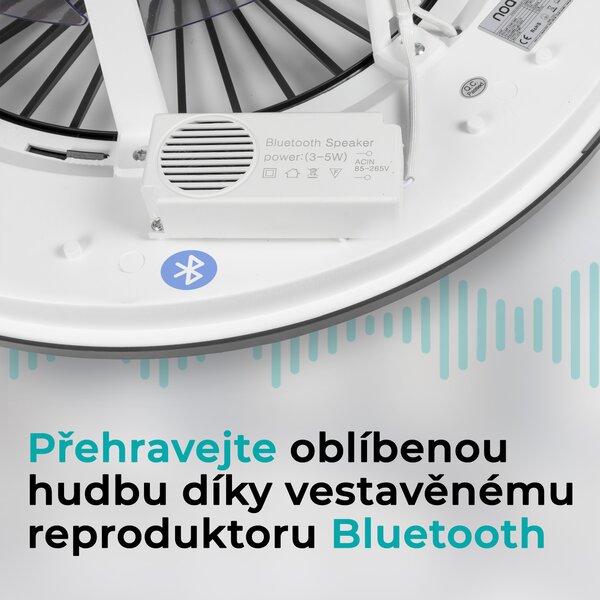 Noaton 11056BR Vega, černá, stropní ventilátor se světlem