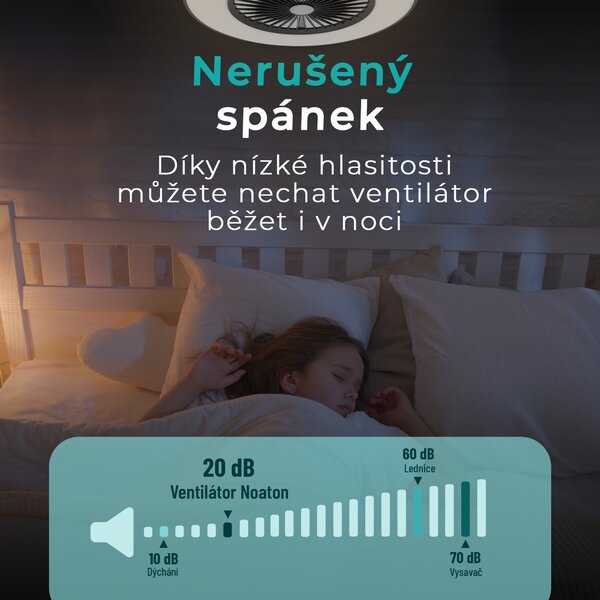 Noaton 11056BR Vega, černá, stropní ventilátor se světlem