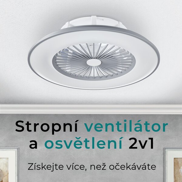 Noaton 11056GR Vega, šedá, stropní ventilátor se světlem