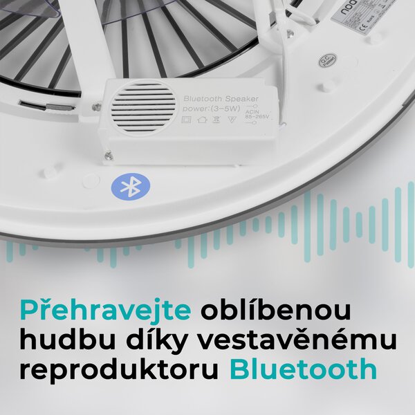 Noaton 11056GR Vega, šedá, stropní ventilátor se světlem