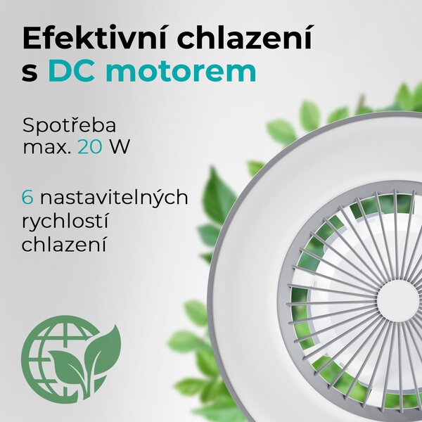 Noaton 11056GR Vega, šedá, stropní ventilátor se světlem