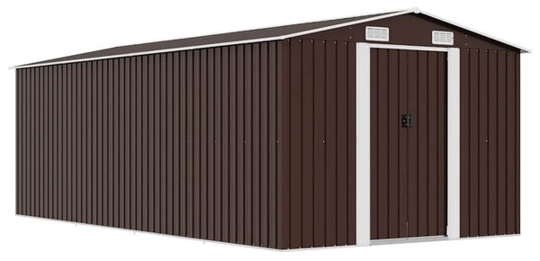 Zahradní domek 257 x 489 x 181 cm kovový hnědý 143351