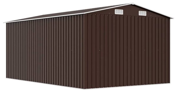 Zahradní domek 257 x 392 x 181 cm kovový hnědý 143347