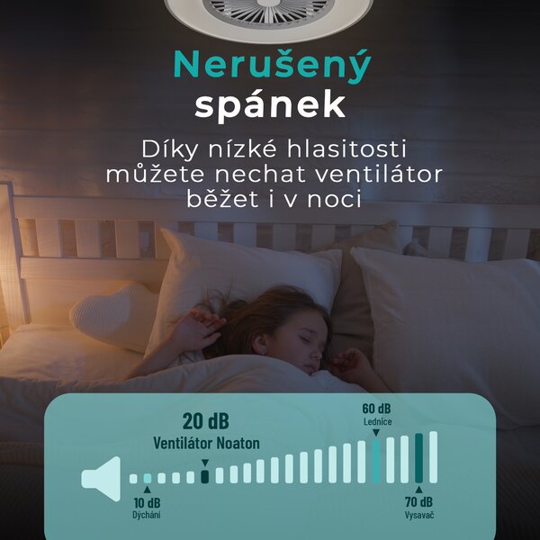 Noaton 11056GR Vega, šedá, stropní ventilátor se světlem