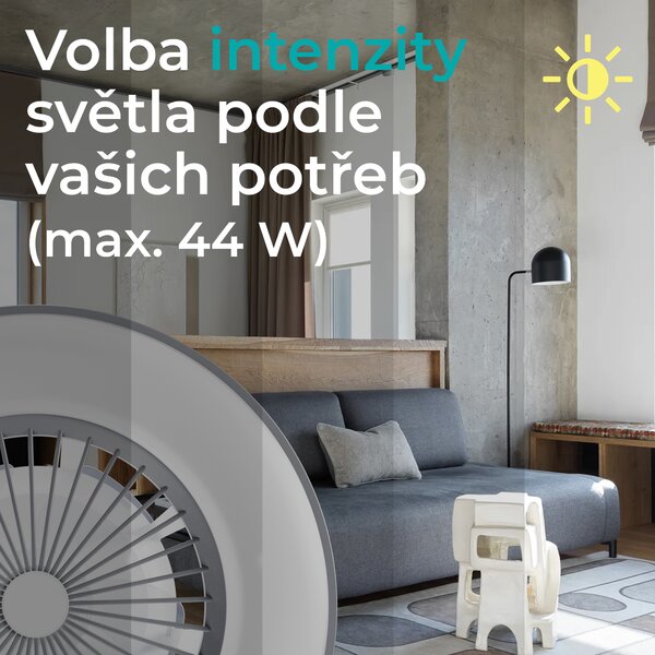 Noaton 11056GR Vega, šedá, stropní ventilátor se světlem