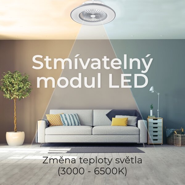Noaton 11056GR Vega, šedá, stropní ventilátor se světlem