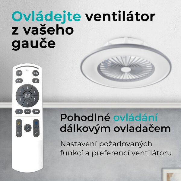 Noaton 11056GR Vega, šedá, stropní ventilátor se světlem