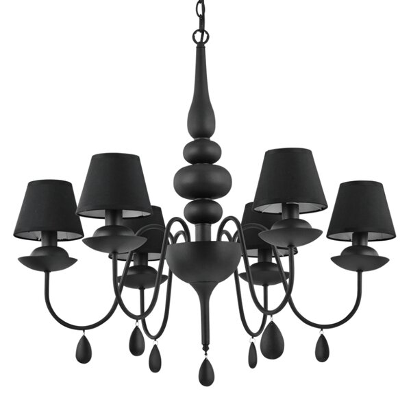 Závěsné svítidlo / Luster Ideal lux 111872 BLANCHE SP6 NERO 6xE14 40W černá