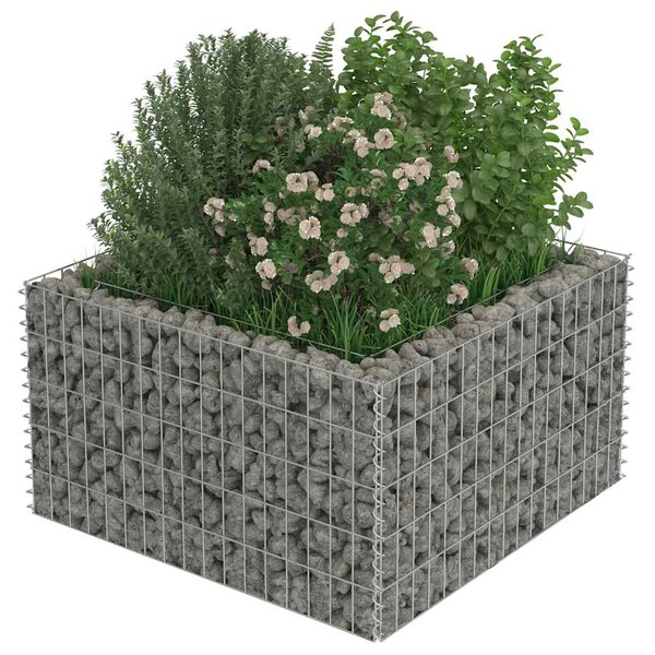 Gabionový vyvýšený záhon pozinkovaná ocel 90 x 90 x 50 cm 143557