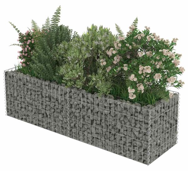 Gabionový vyvýšený záhon pozinkovaná ocel 180 x 50 x 50 cm 143559